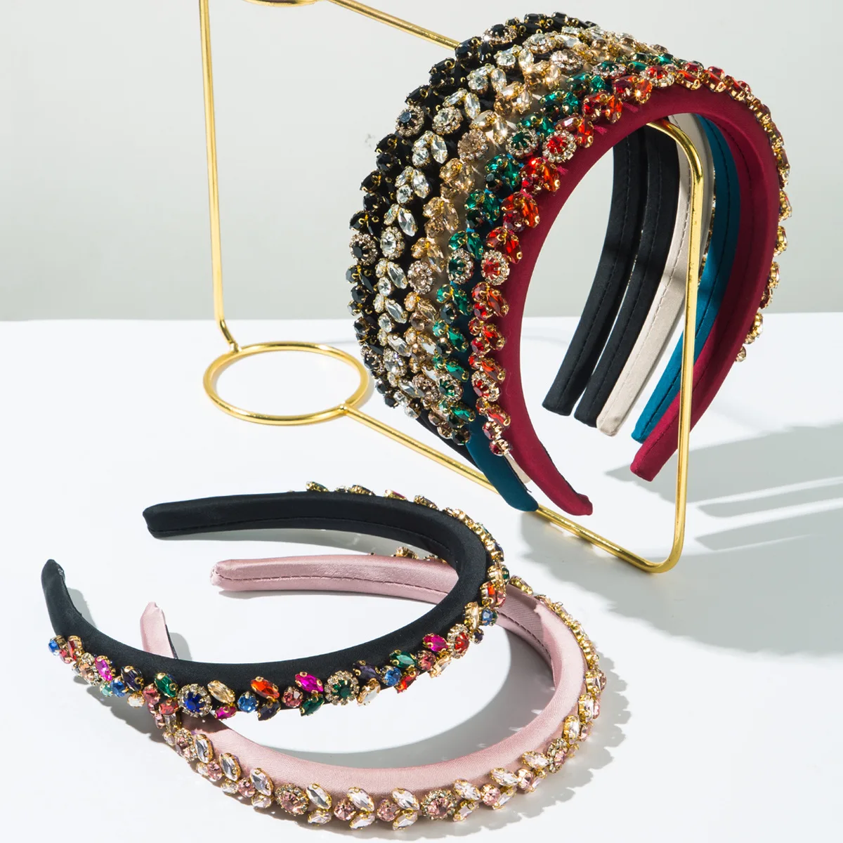 

Rhinestone Padded Headbands Glitter Thin Hairband Baroque Hair Hoops Accessories Parties Headpiece for Women and Girls