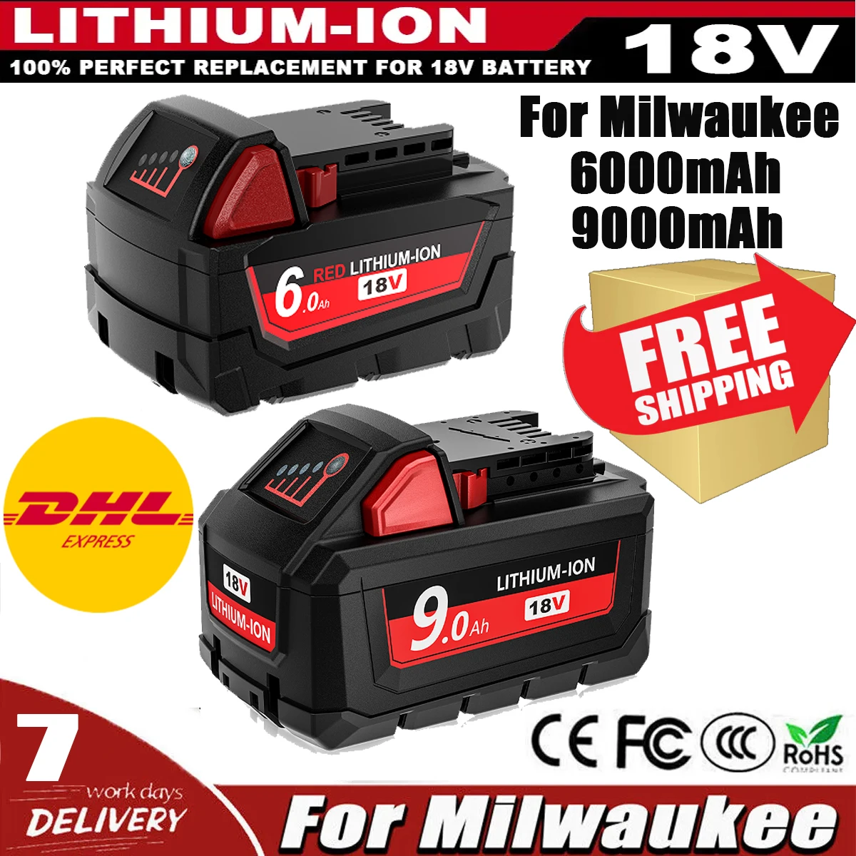 Batterie aste pour Milwaukee M18, 21700 cellules XC, 18V, 9.0, 8.0, 6.0, 24.com M18B5, 48, 11, 1860, chargeur, outil électrique