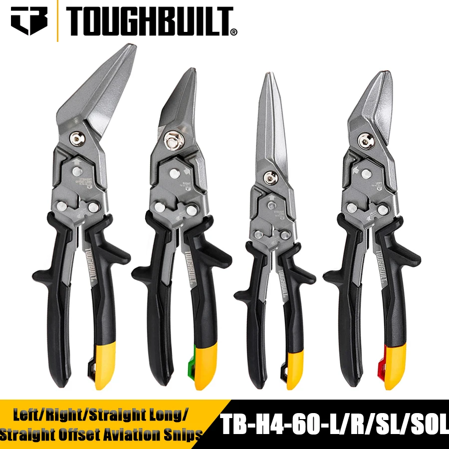 Toughbuilt Tb-h460-l Tb-h4-60-r Tb-h4-60-sl Tb-h4-60-sol Esquerda Direita Direita Longo Direita Offconjunto Cut Aviation Snips Ferramentas Manuais