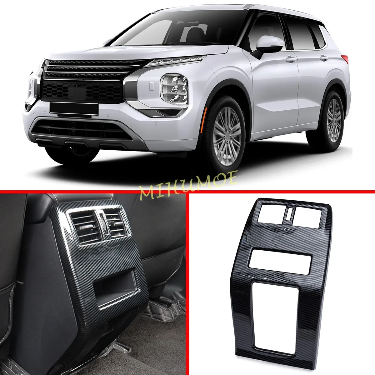 

Для Mitsubishi Outlander 2022-2025 2024 2023 задний воздухозаборник декоративная рамка защитная крышка 2 шт./компл. углеродное волокно черный