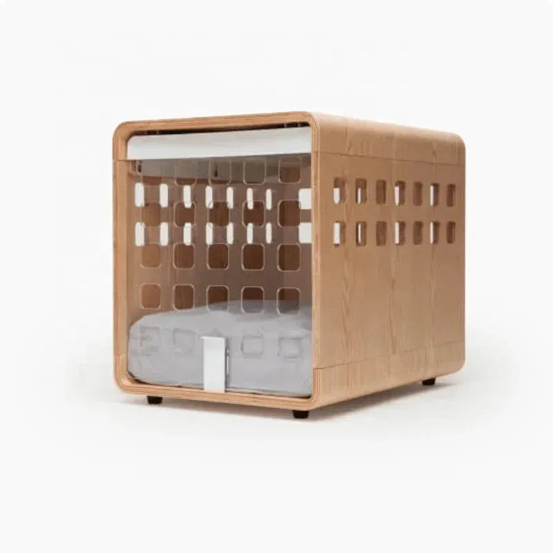 Modern Transparent Acrylic Collapsible Wooden Frame Furniture Kennel Dog Crate Bed Outdoor