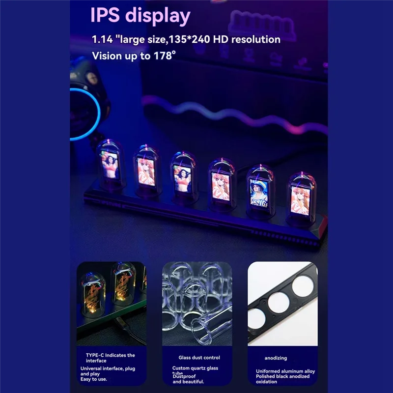 

A29M-LED Nixie трубчатые часы IPS цветной экран цифровые часы DIY аналоговые цифровые трубки Wi-Fi время настольные настольные цифровые часы