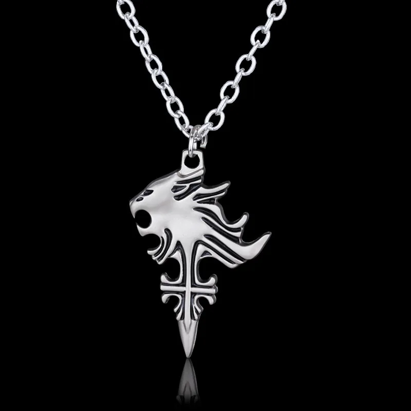 

Game Series Cool Final Fantasy Pendant KeyChain Necklace Final Fantasy VII Cloud Wolf Head Logo Metal Exquisite chaveiro