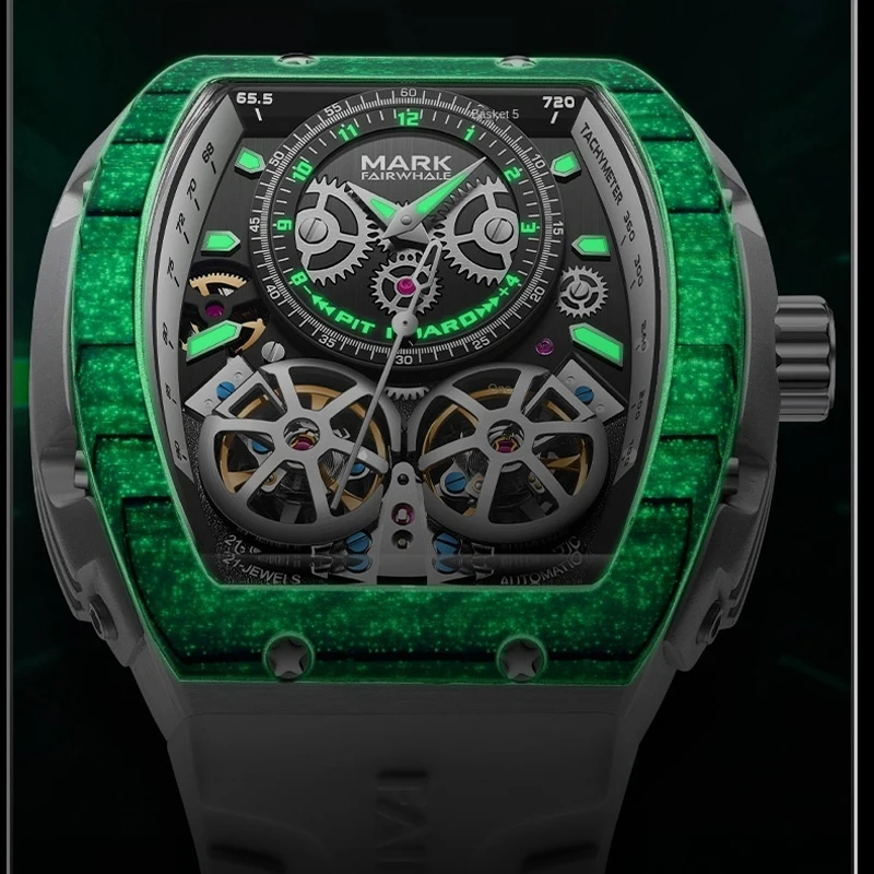 Imagem -04 - Fairwhale-relógio de Pulso Masculino Carbon Fiber Tourbillon Relógio Mecânico Automático Moda Luxo Relógios