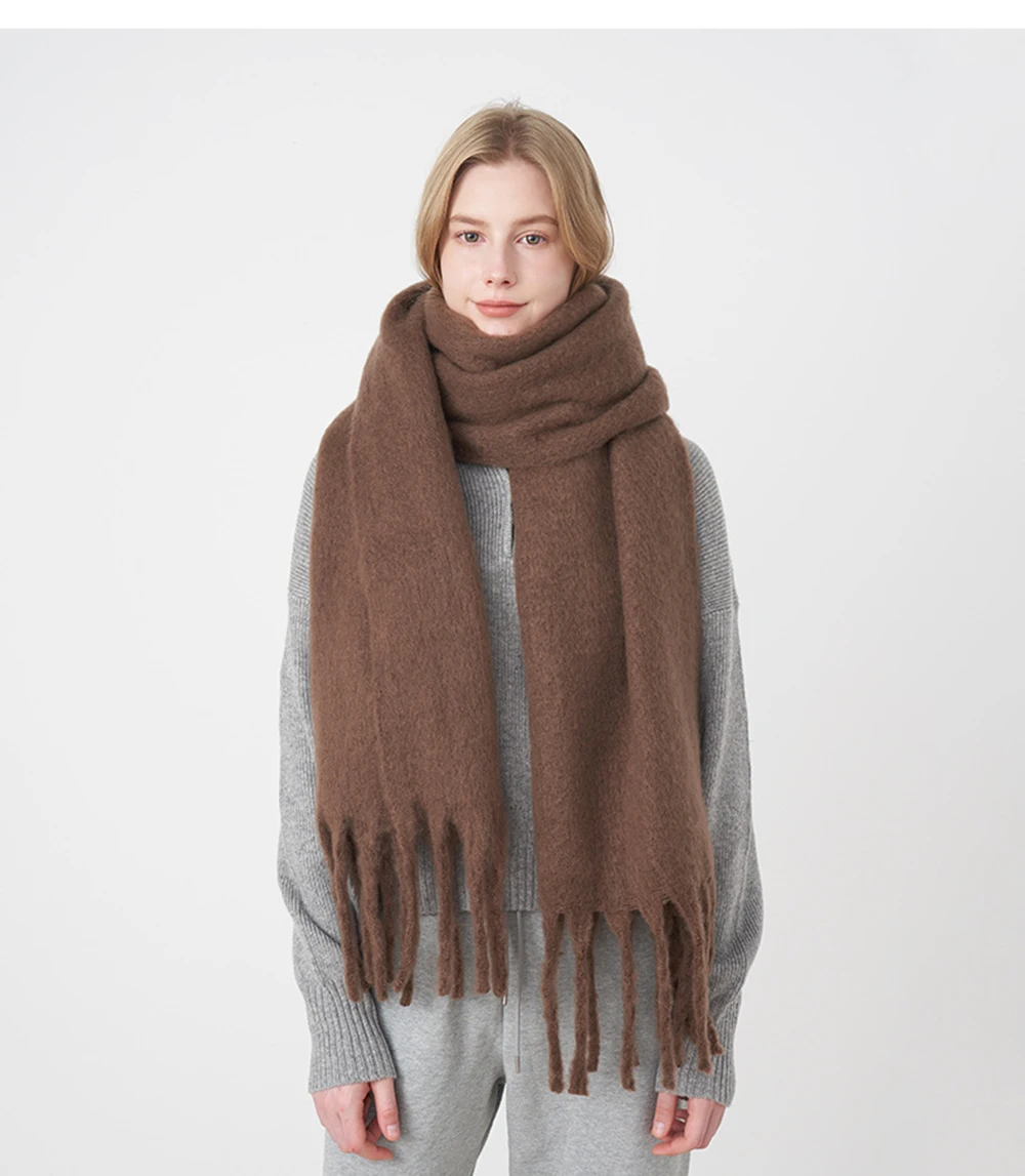 

Women Girls Accessories High-quality Winter Shawl Soft Thickened Warm Cashmere Shawl Large Chunky Scarf Fluffy Scarves Blanket