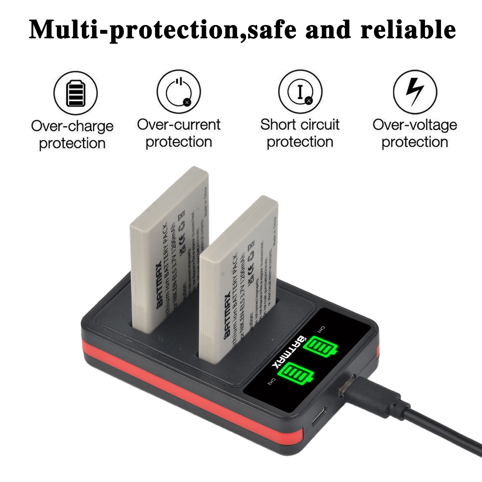 -Pack EN-EL5 ENEL5 En El5 Li-Ion Sạc Pin + Kép USB sạc cho Nikon Máy Ảnh Coolpix P80 P90 P100 P500 P510 P520