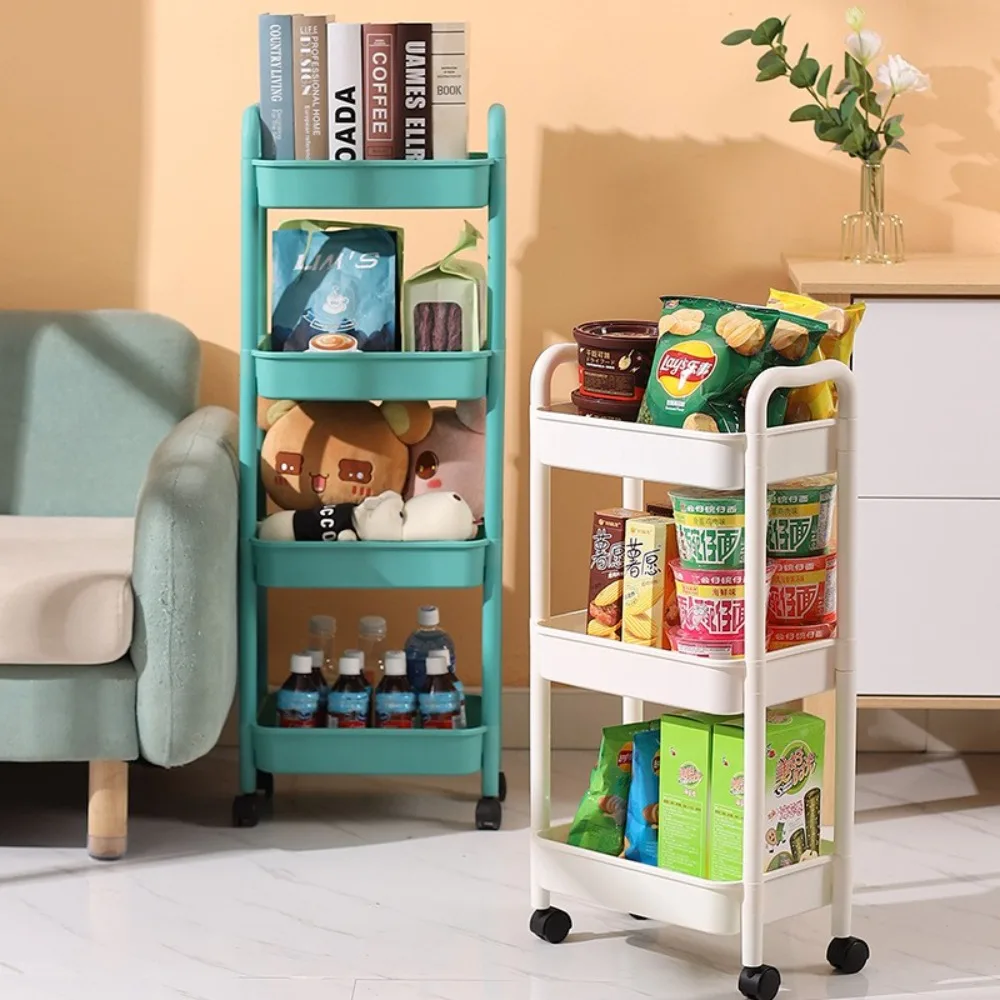 Household Multi-layer Small Cart Storage Rack Floor To Floor Kitchen Bedroom Bathroom Storage Rack Storage Rack with Wheels