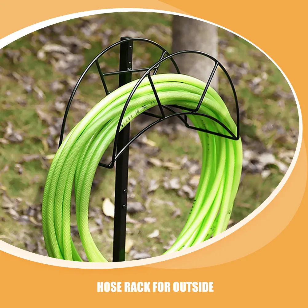Heavy Duty Metal Garden Hose Holder Stand Freestanding Outdoor Water Hose Organizer Rack Black Hosepipe Holder for Storage