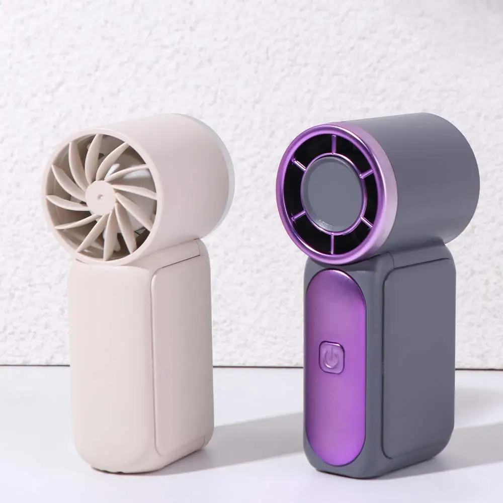 6 Gear Wind Mini Portable Fan Air Turbo Tech Adjustable Handheld Turbo Fan LED Display Ultra-quiet USB Rechargeable Fan Camping