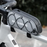 ROCKBROS-bolsa para tubo superior de bicicleta, bolsa de almacenamiento reflectante ligera para bicicleta de montaña y carretera, portátil, con capacidad de 0,9l, para marco frontal, para ciclismo