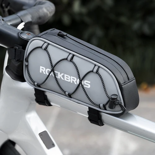 ROCKBROS-bolsa para tubo superior de bicicleta, bolsa de almacenamiento reflectante ligera para bicicleta de montaña y carretera, portátil, con capacidad de 0,9l, para marco frontal, para ciclismo