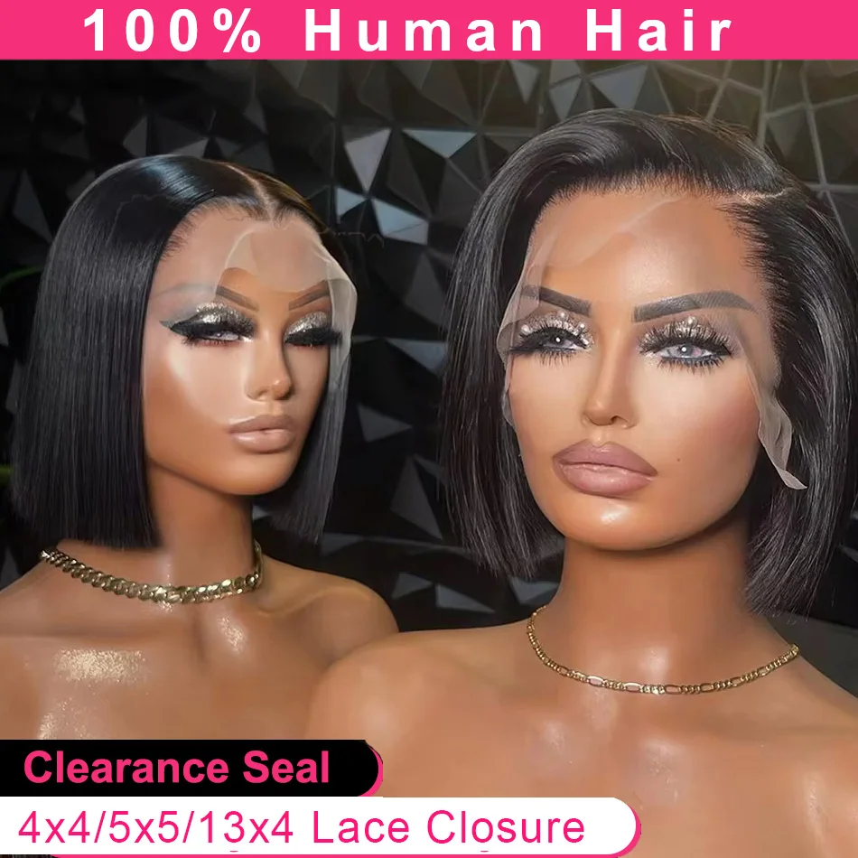 

Transparent Short Bob Straight 13x4 Lace Frontal Wig 13x6 Lace Front Human Hair Wigs Lace Frontal 5x5 Closure Wig Raw Indian Wig