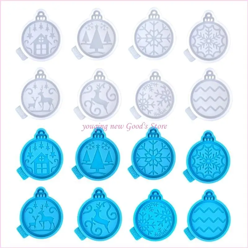 57QA 8 Pieces Silicone Resin Molds Christmas Resin Ornament Moulds Crafts Making Mould Silicone Material Hand-Making Supplies