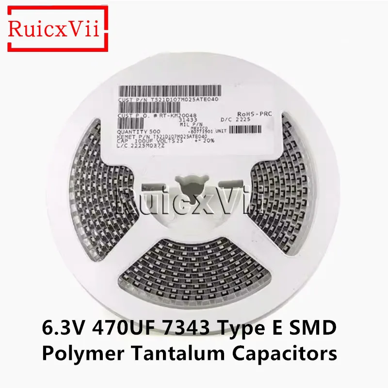 5pcs/lot 6TPB470M 6.3V 470UF 7343 Type E SMD Polymer Tantalum Capacitors POSCAP Low ESR New Original