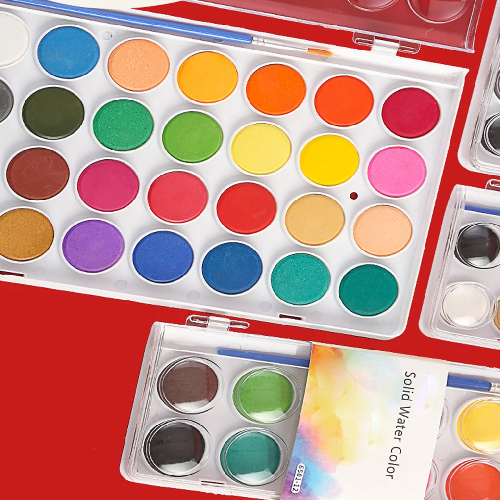 12/16/28/36 kolorów zestaw farb akwarelowych dla dzieci zestaw do malowania pigmentem z pędzlem artykuły artystyczne zestaw farb akwarelowych