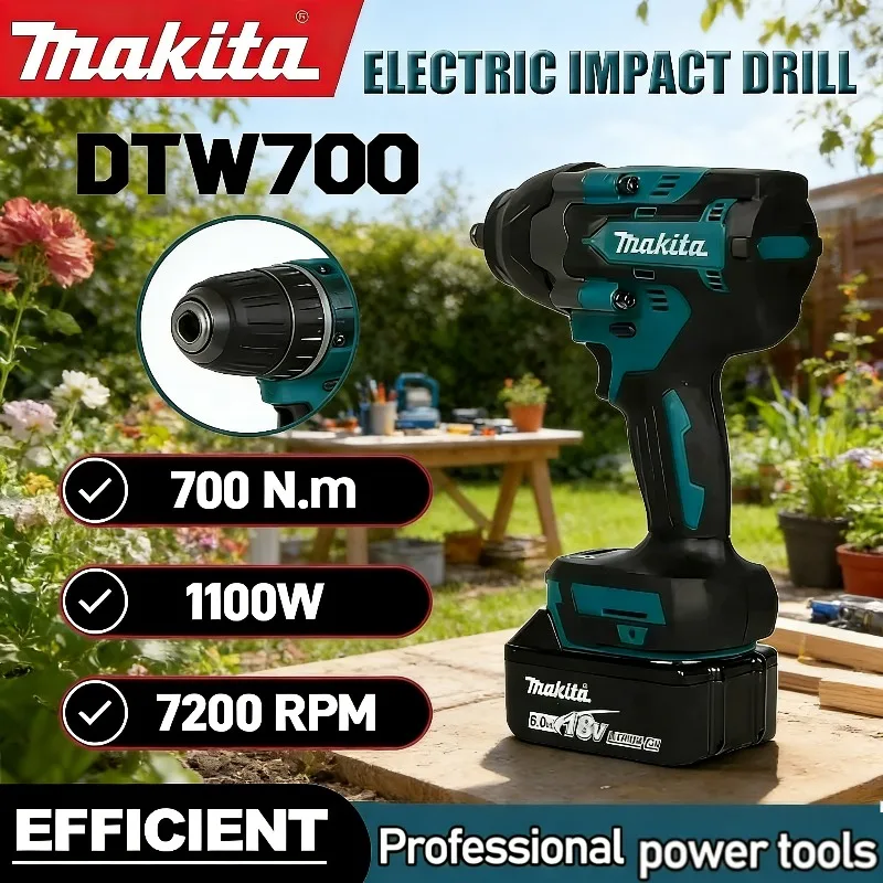 

Бесщеточный аккумуляторный гайковерт Makita DTW700 с высоким крутящим моментом, дрель-шуруповерт, электроинструмент для аккумуляторов Makita