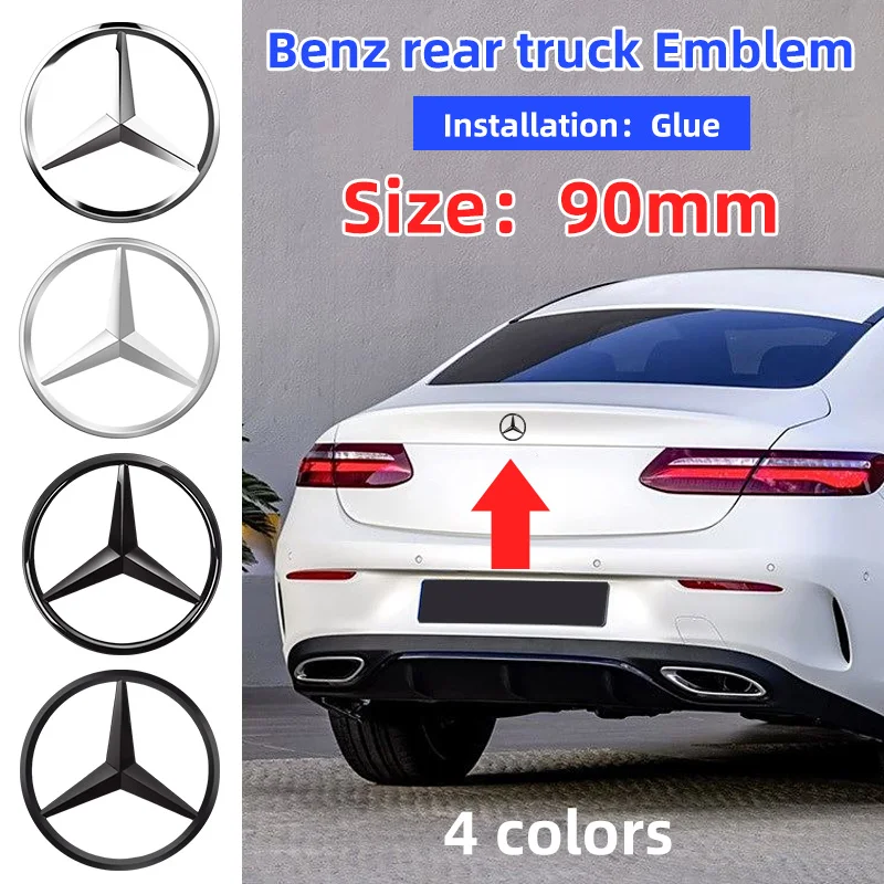 1pcs 90mm ABS Car Rear Badge Sticker Trunk Emblem Decal For Mercedes Benz A B C E S class GLA GLC CLA GLK GLE W204 W205 W212