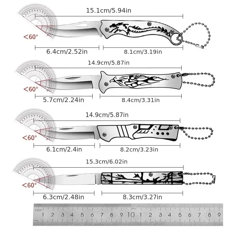 Portable Pocket Mini Folding Knife Animal Pattern Keychain Accessories Camping Travel Outdoor Cutting Tools Holiday Gifts