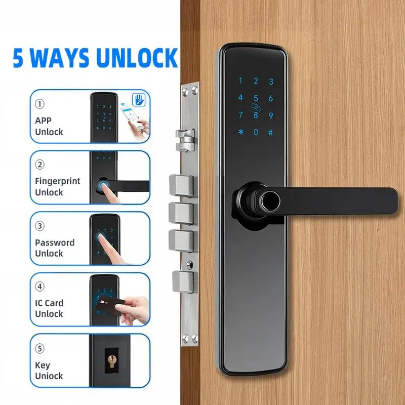 5 in 1 Biological Fingerprint Door Lock Smart Lock Home Office Convenient Unlocking