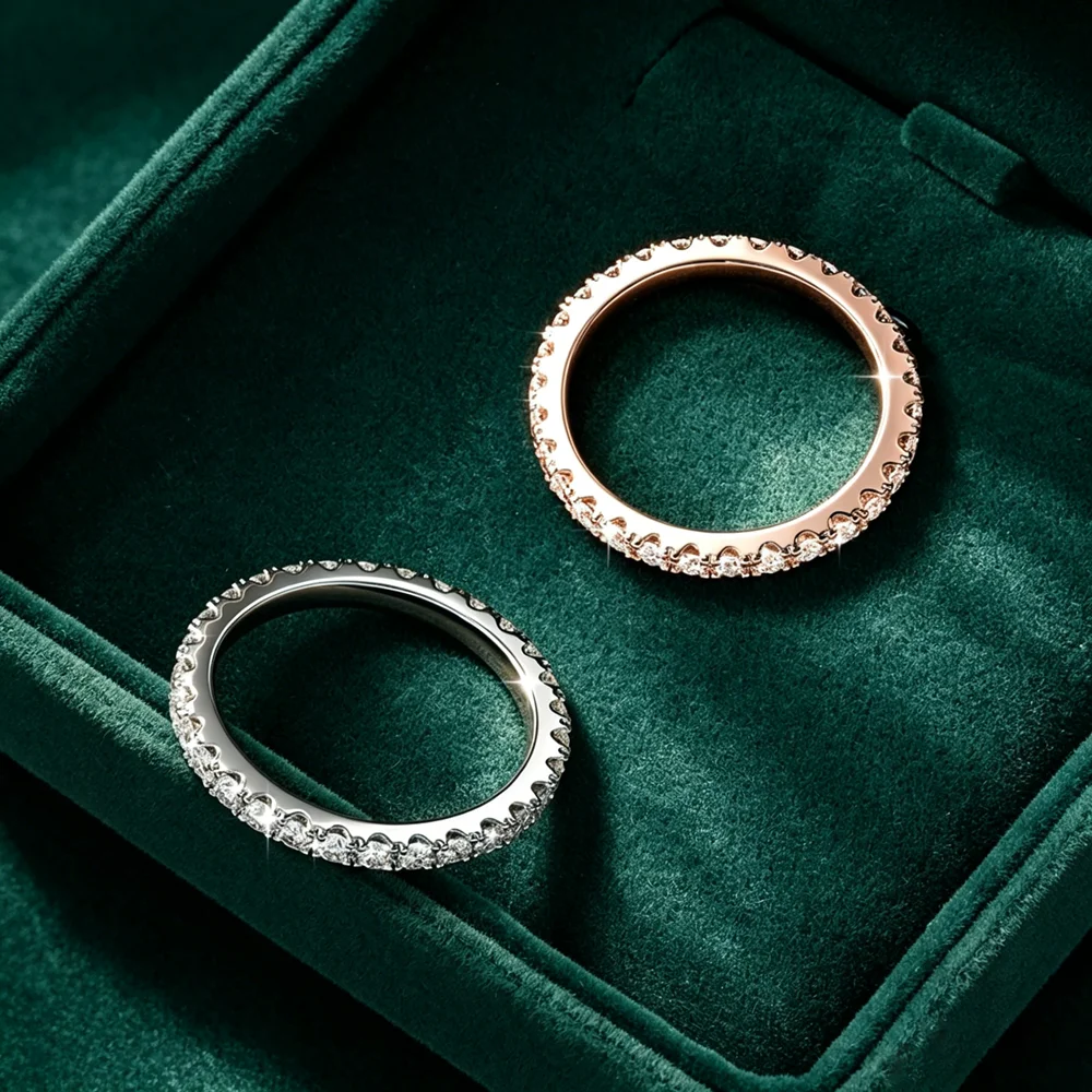 Cincin Keabadian Moissanite Be - Moissanite Eternity Band Ring Stackable ulasan dan harga