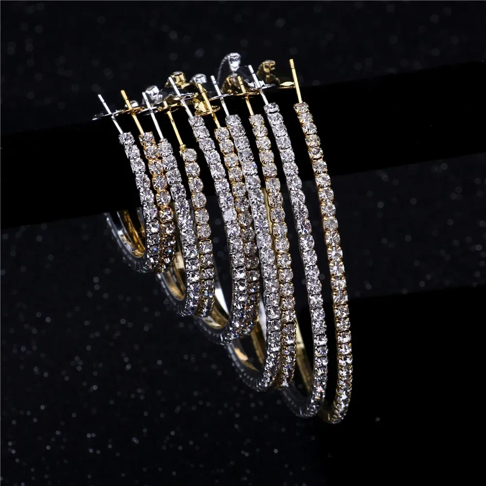  Hotsale new multi layer cubic zircon micro paved full CZ hoop earrings for women Korean jewelry