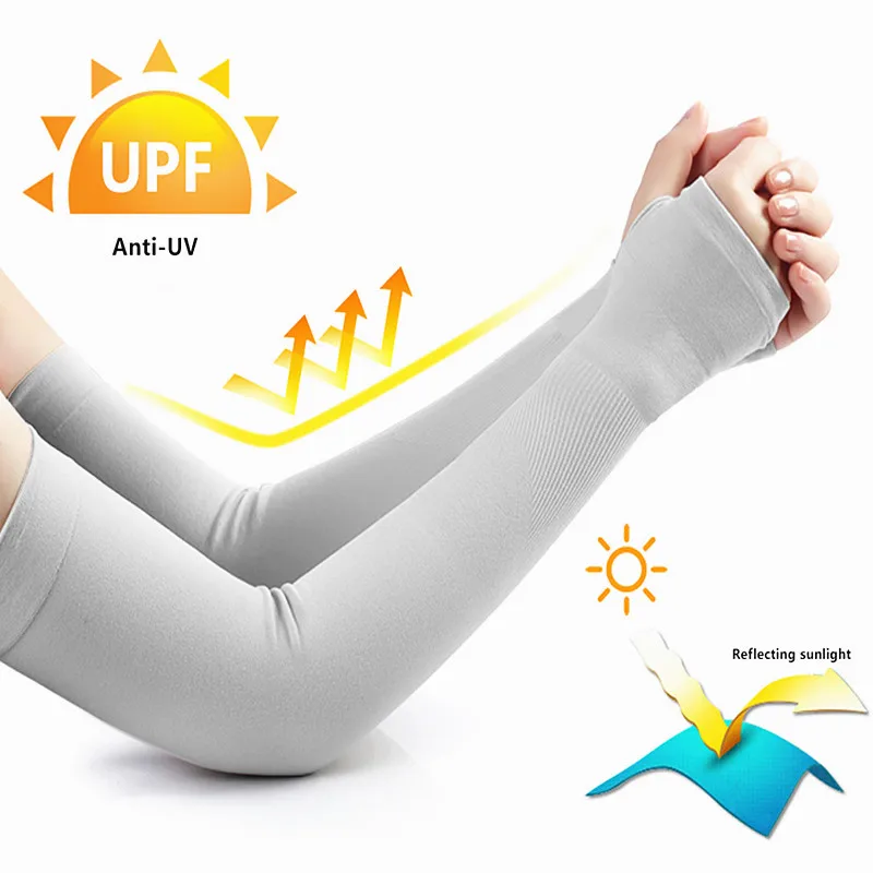 Cubiertas de seda de hielo para brazo Unisex, protección solar, coderas, ciclismo al aire libre, correr, pesca, conducir, Anti-UV, 1 par