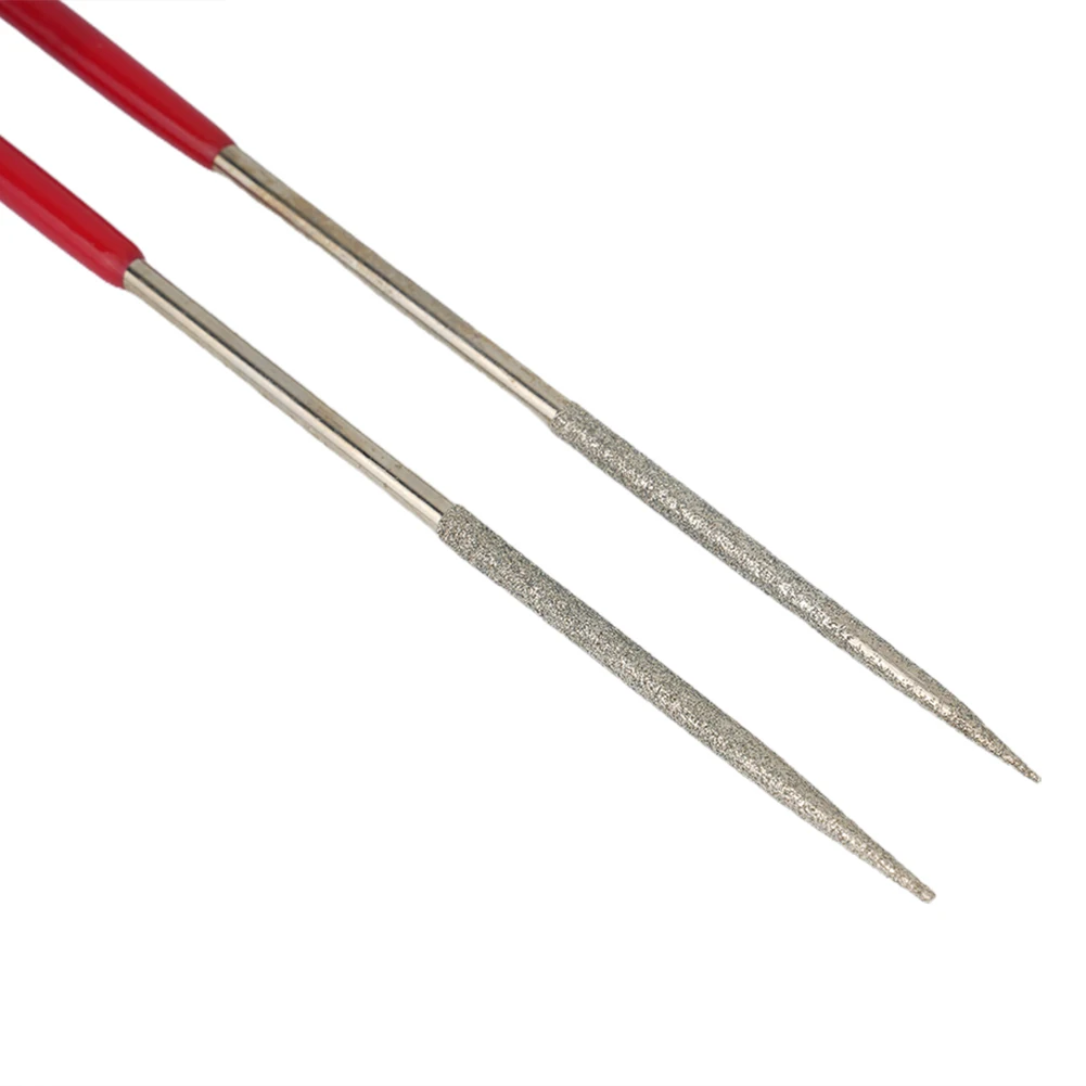 

For Mechanics Diamond Files Industrial 3 X 140 Mm Accessories DIY Parts Round Silver Tone + Red Tool Practical