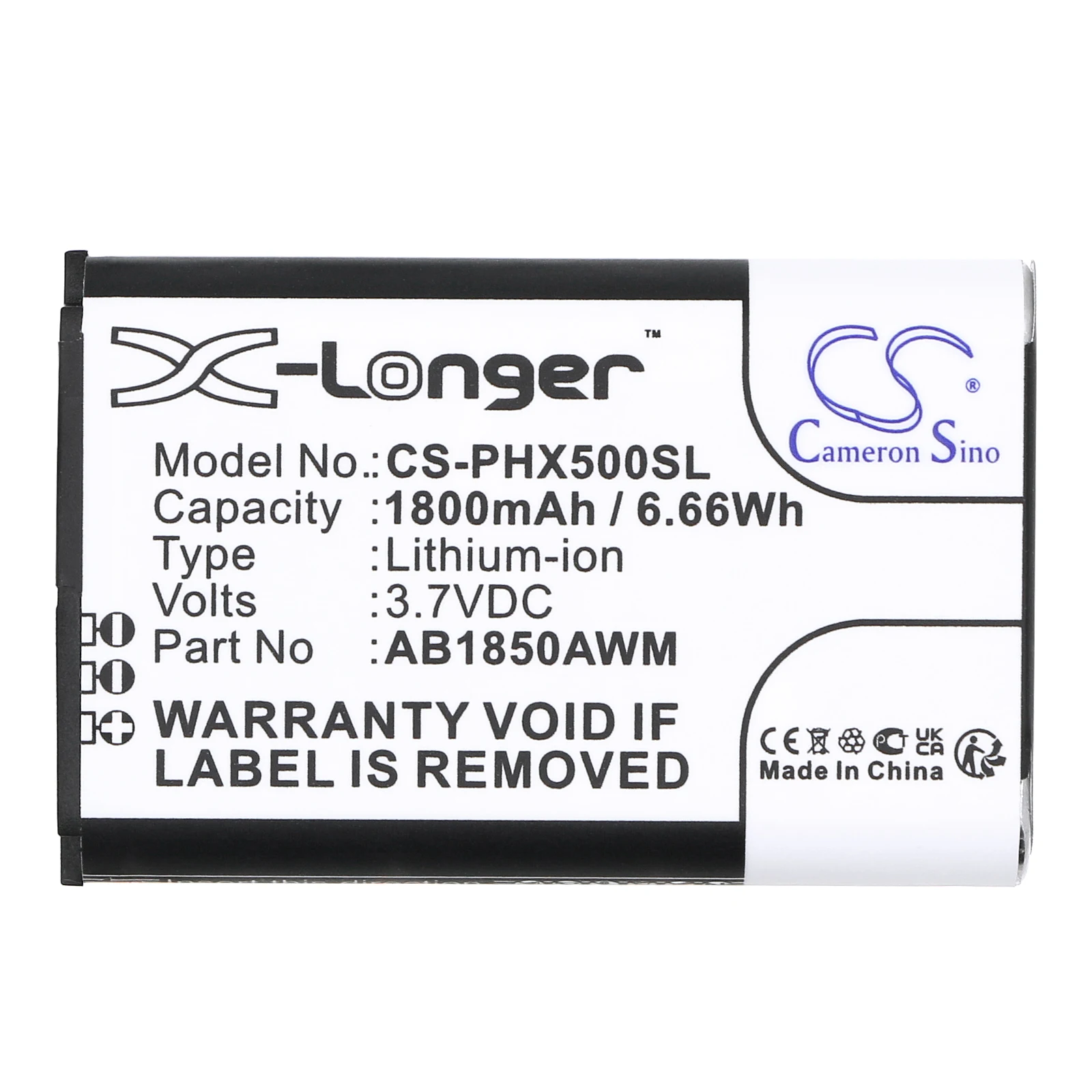 battery Cameron Sino batteries Camera CS-PHX500SL Philips  Xenium X500 Xenium 9@9K Xenium 9A9K Philips  AB1850AWM