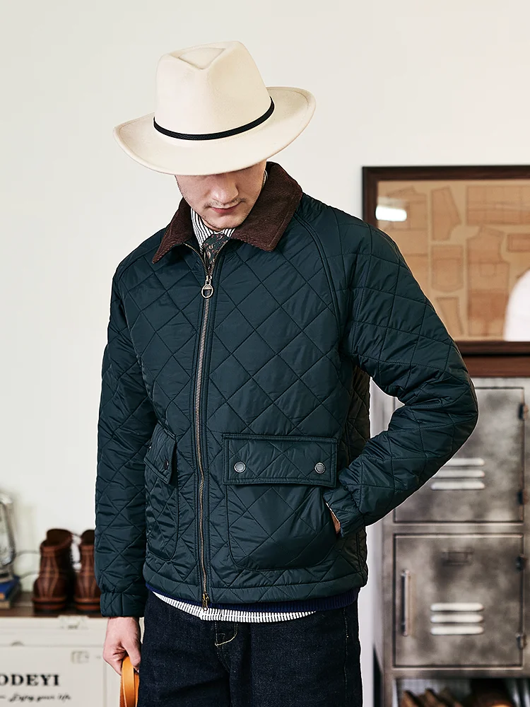 

American Retro BBR Men's Cotton Jaet Workwear Quilted Corduroy Inner Polyester Fiber Diamond Pattern Warmth Faion Ci