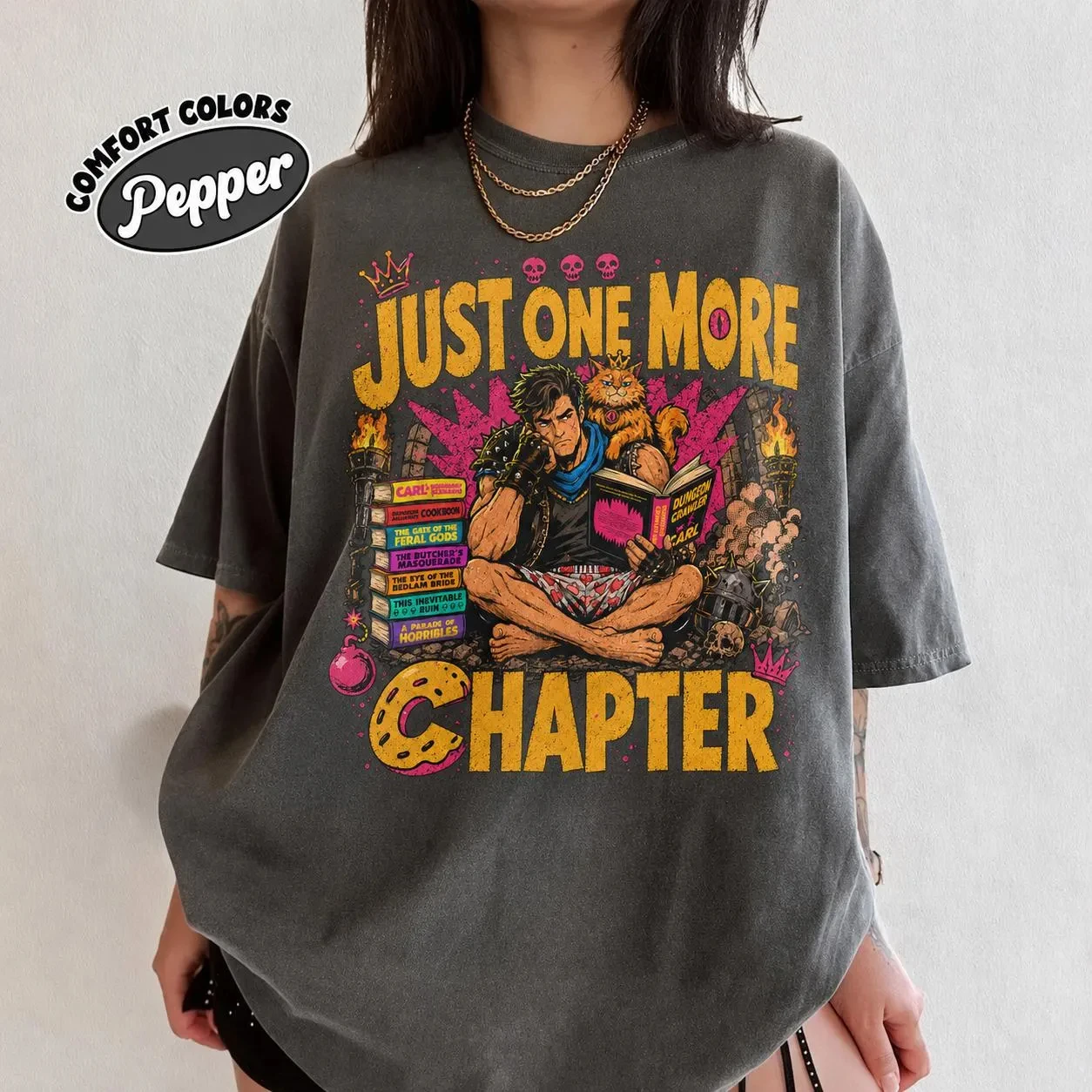 Just One More Chapter Shirt, Dungeon Crawler Carl Reader T-Shirt, Princess Donut DCC LitRPG Fantasy Buchliebhaber Geschenk, Carl Fan Merch – Detail 2