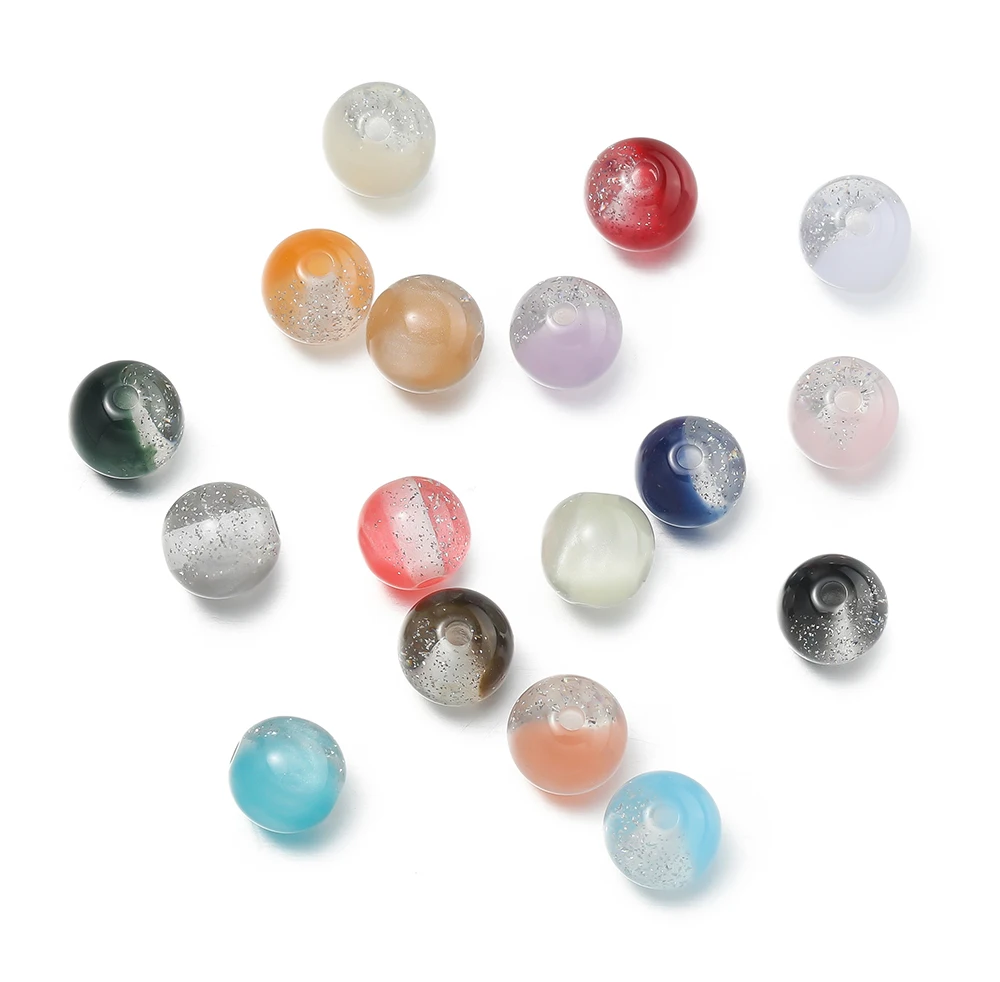 10Pcs 8-12mm Resin Cat Eye Beads Starlight Spacer Bead for DIY Bracelet Necklace Jewelry Making Supplies Accessories