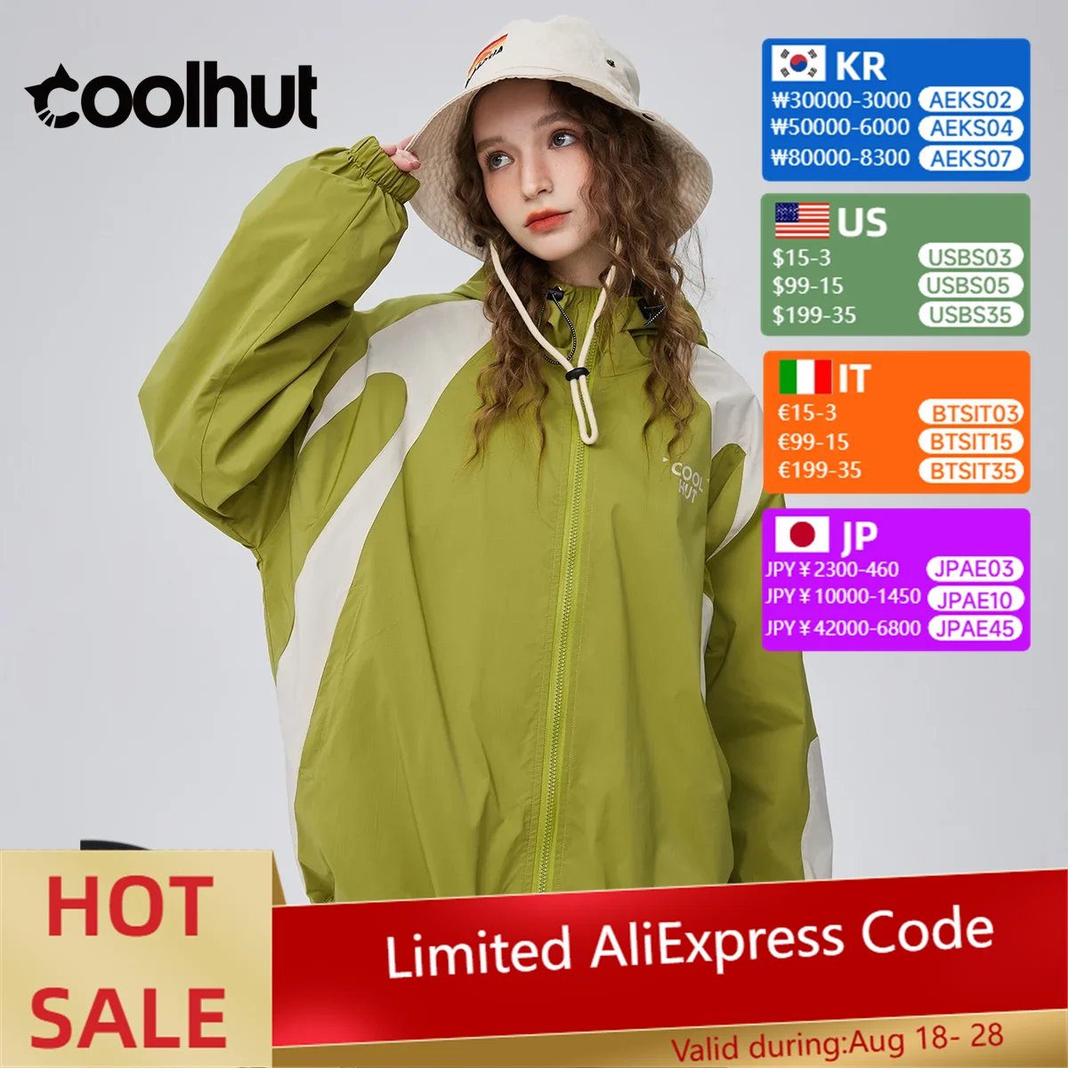 

COOLHUT 2025 New Autumn Women's Contrast Color Hooded Outdoor Jacket Sporty Drawstring Functional Windbreaker Trendy Bomber Coat