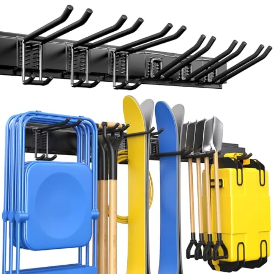

Garden Tool Organizer Garage Storage Organization Wall Mount 48 Inches 440lbs Adjustable Heavy Duty Metal Hooks Yard Shed Organ