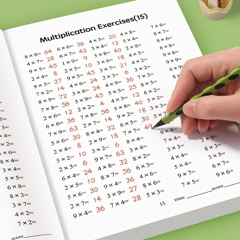 48-Page Multiplication and Division Workbook, Suitable for Children Aged 3 and Above - Durable Paper Arithmetic Workbook, Includes Handwriting Exercises, Perfect for School Supplies, Math Learning Tools, and Christmas Gifts, Multiplication Practice, Learning and Educational Writing Aids