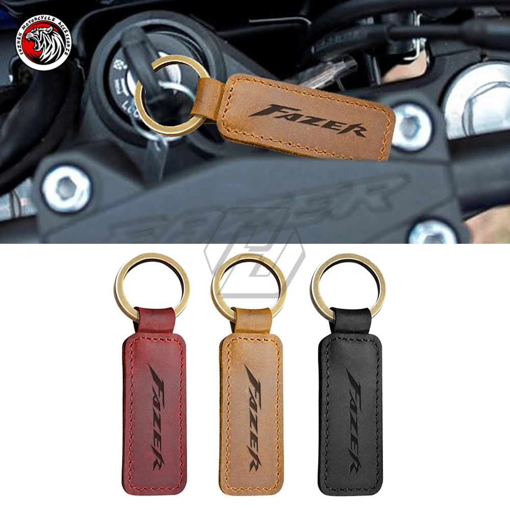 Motorcycle Cowhide Keychain Keyring Fits for Yamaha Fazer 250 8 FZ6 FZ8 FZ1 FZS600