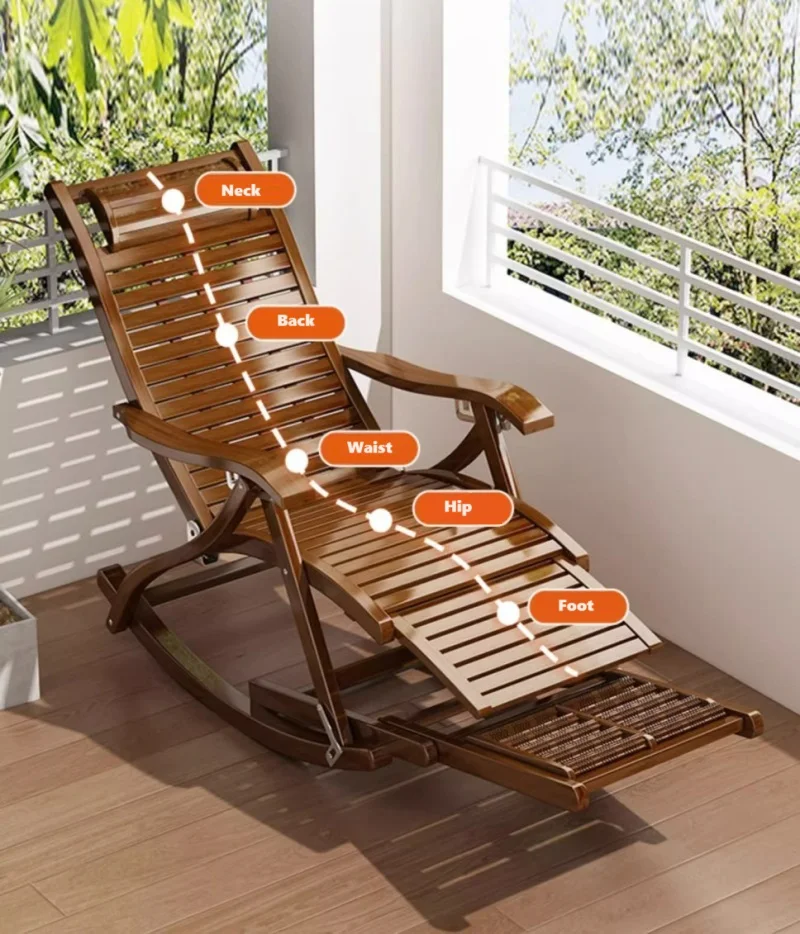 كرسي هزاز مبطن للفناء الخارجي كرسي هزاز، أثاث منزلي من الخيزران أثاث غرفة الطعام حديث قابل للتكديس 10 قطع #6