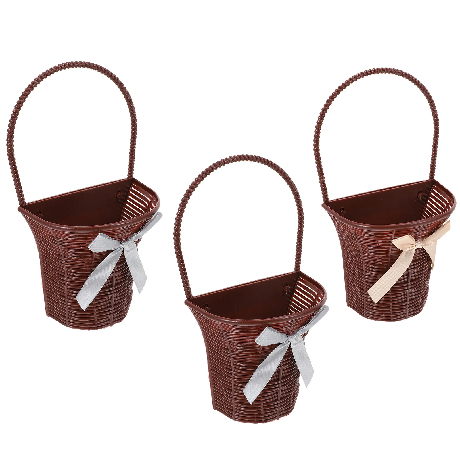 

3Pcs Wall Hanging Flower Pots Imitation Rattan Weave Style Hanging Plant Pot for Indoor Outdoor Decoration Wall Art Ornament
