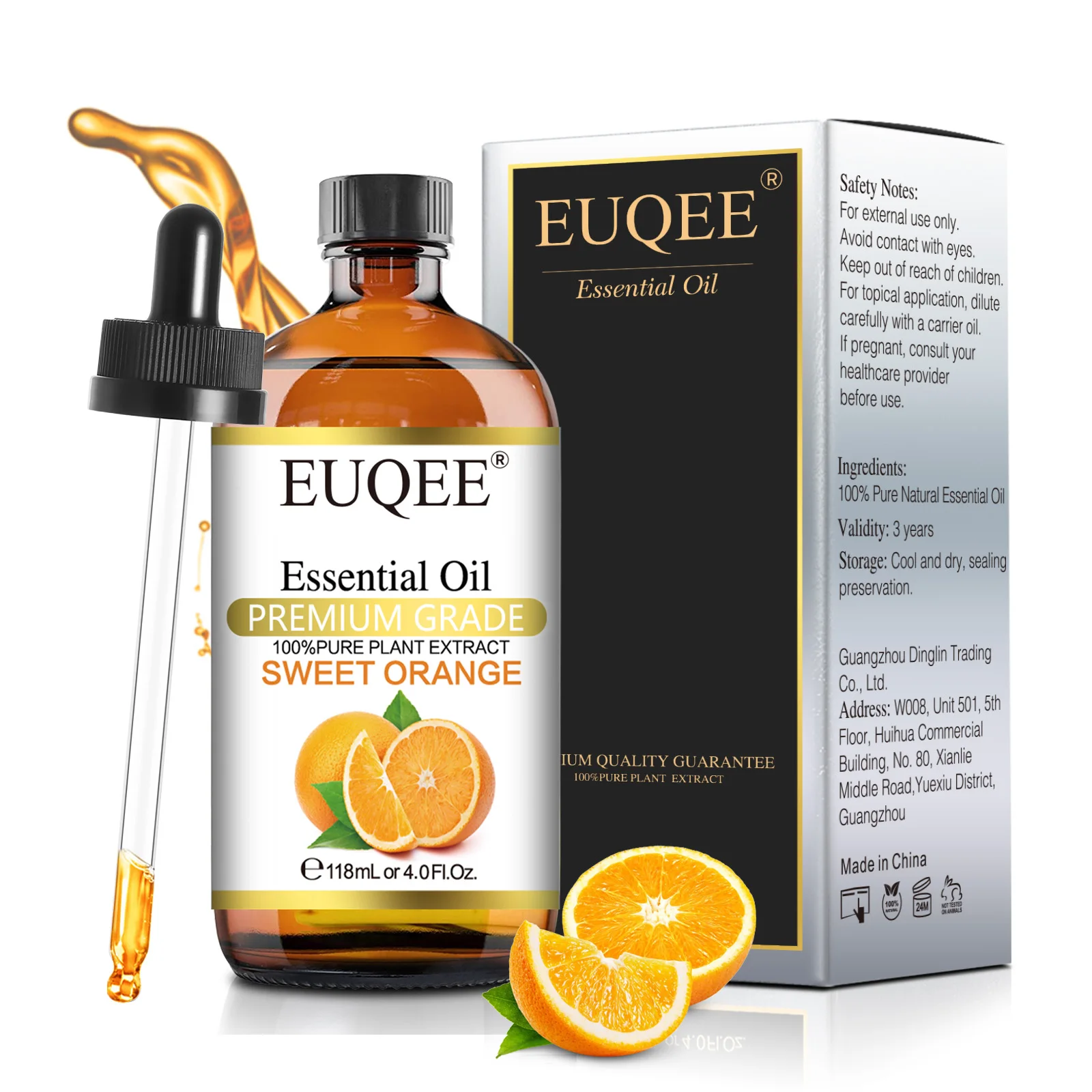 EUQEE 118ML Essential Oil For Humidifier Diffuser Sweet Orange Lavender Eucalyptus Aroma Oils,SPA Massage,Hair Care,DIY Soap