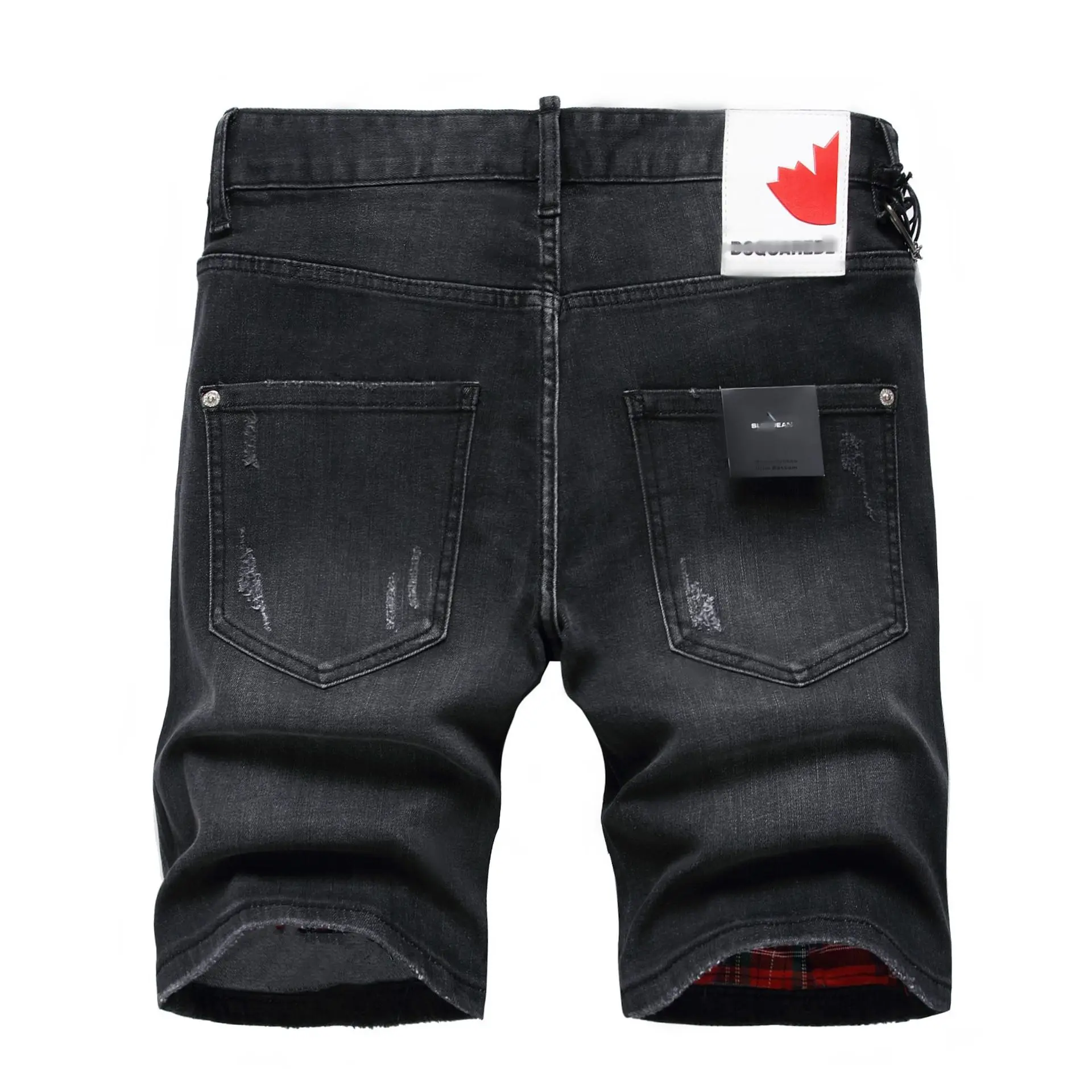 Summer new thin denim shorts men straight slim   casual fashion brand five quarter pants broken