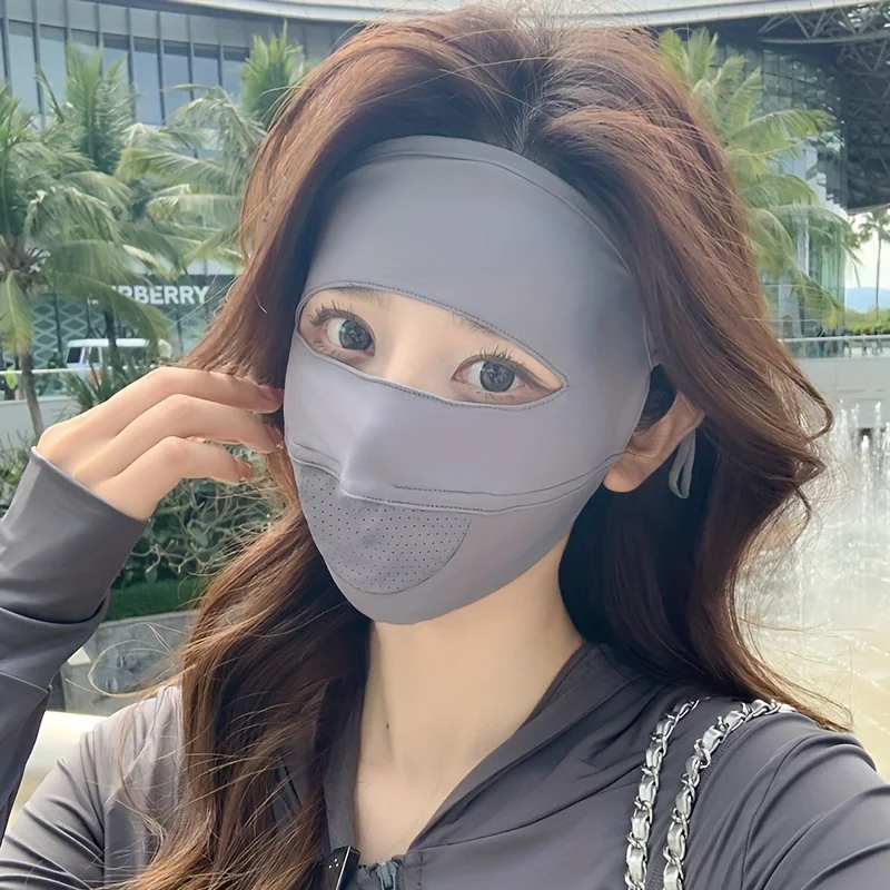 Breathable Thin Cover Sunscreen Mask Full Cover Face Ice Silk UV Protection Mask Sun Protection Traceless Mask Bike Cycling