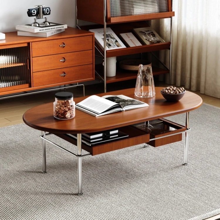 French Medieval Style Solid Wood Coffee Table Household Living Room Modern Simple