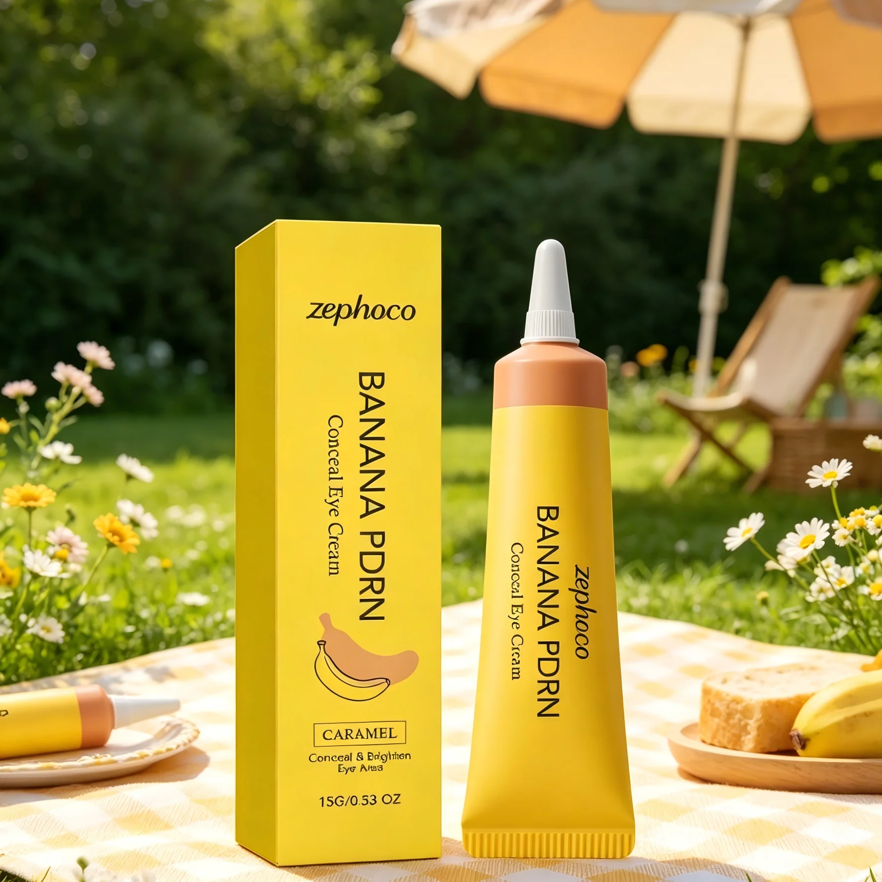 Zephoco Dark Circles Concealer Banana Pdrn Cover Blemishes Eye Brightener Lightweight Non-sticky Under-Eye Concealer Moisturizer