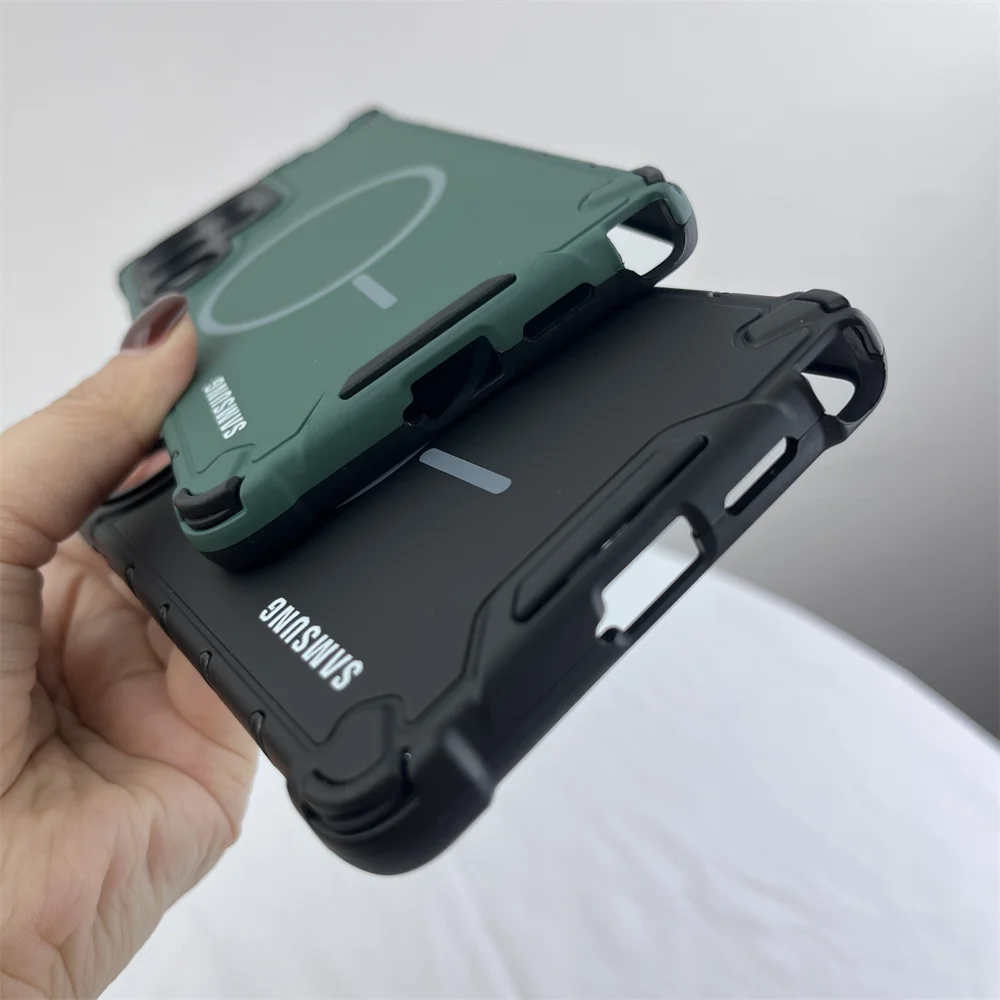حافظة مدرعة مقاومة للصدمات لهاتف سامسونج جالاكسي S25 S24 S23 Ultra Plus A56 A36 A55 A54 A35 A34 A25 A15 A14 A13 لغطاء شحن Magsafe