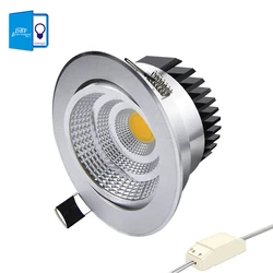 Silver Housing LED COB Downlight Dimmable AC110V/220V 6W/9W/12W/15W/18W Recessed LED Spot Light Decoration Ceiling Lamp