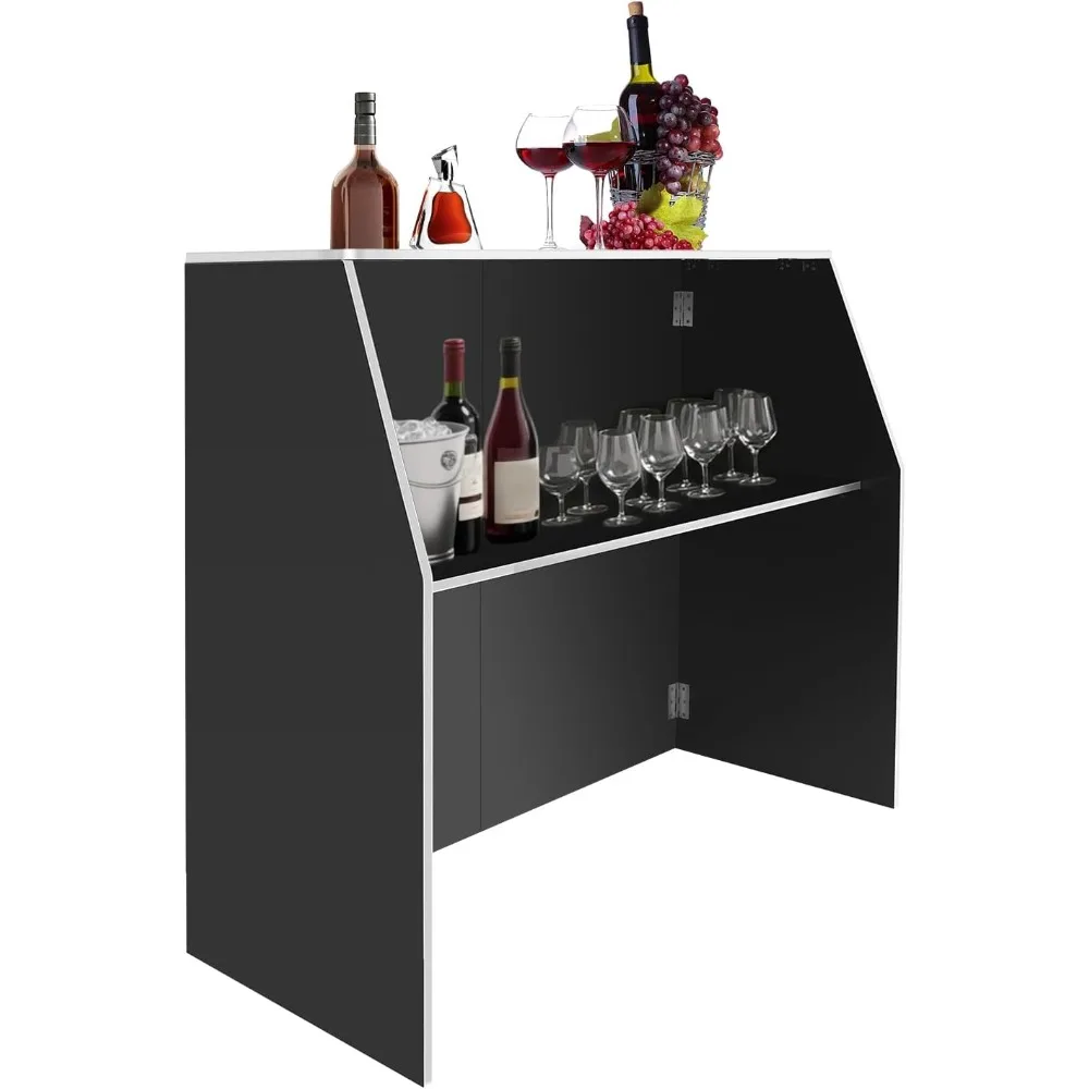 

47.75" Portable Bar Table for Events, Foldable Bar Cabinet, Moblie Bartending Station