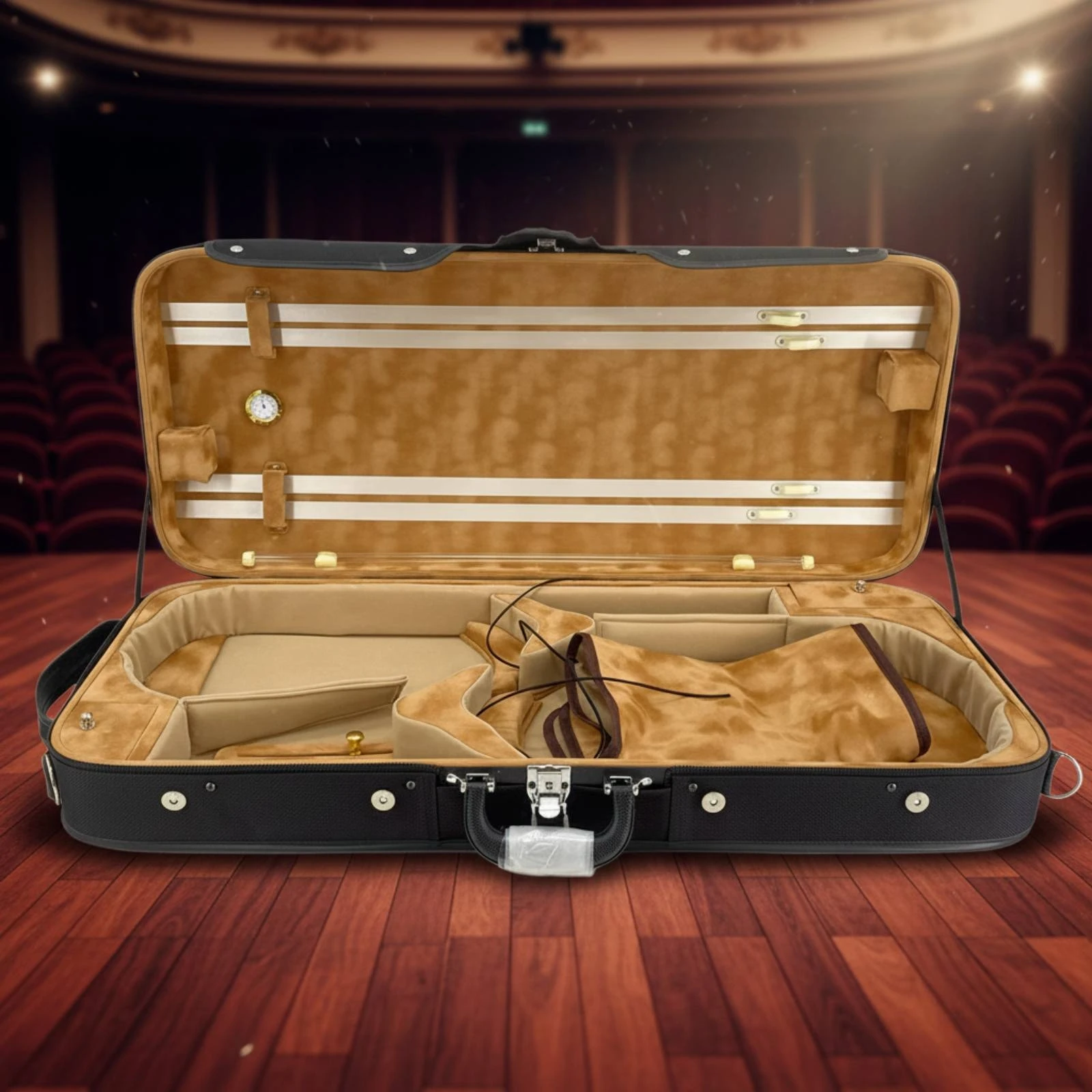 Double Violin Case Zippered Double Violin Case Sturdy Portable for Violinists, Travel, Rehearsals