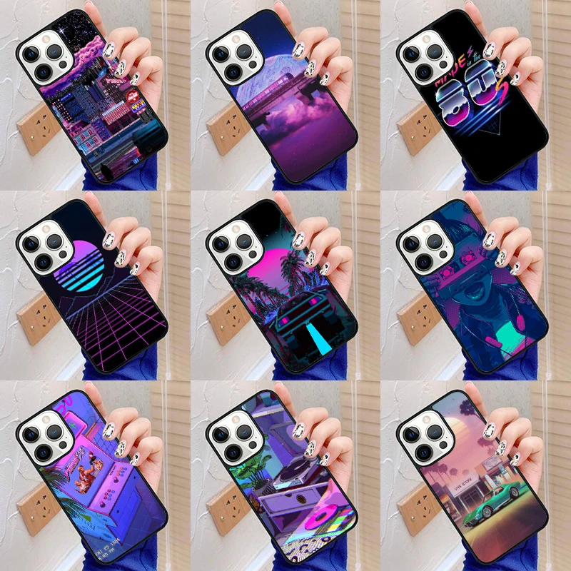 Synthwave 80's Retro Art Phone Case Cover For iPhone 16 15 SE2020 6 6s 7 8 plus 11 12 mini 13 14 pro max shell coque