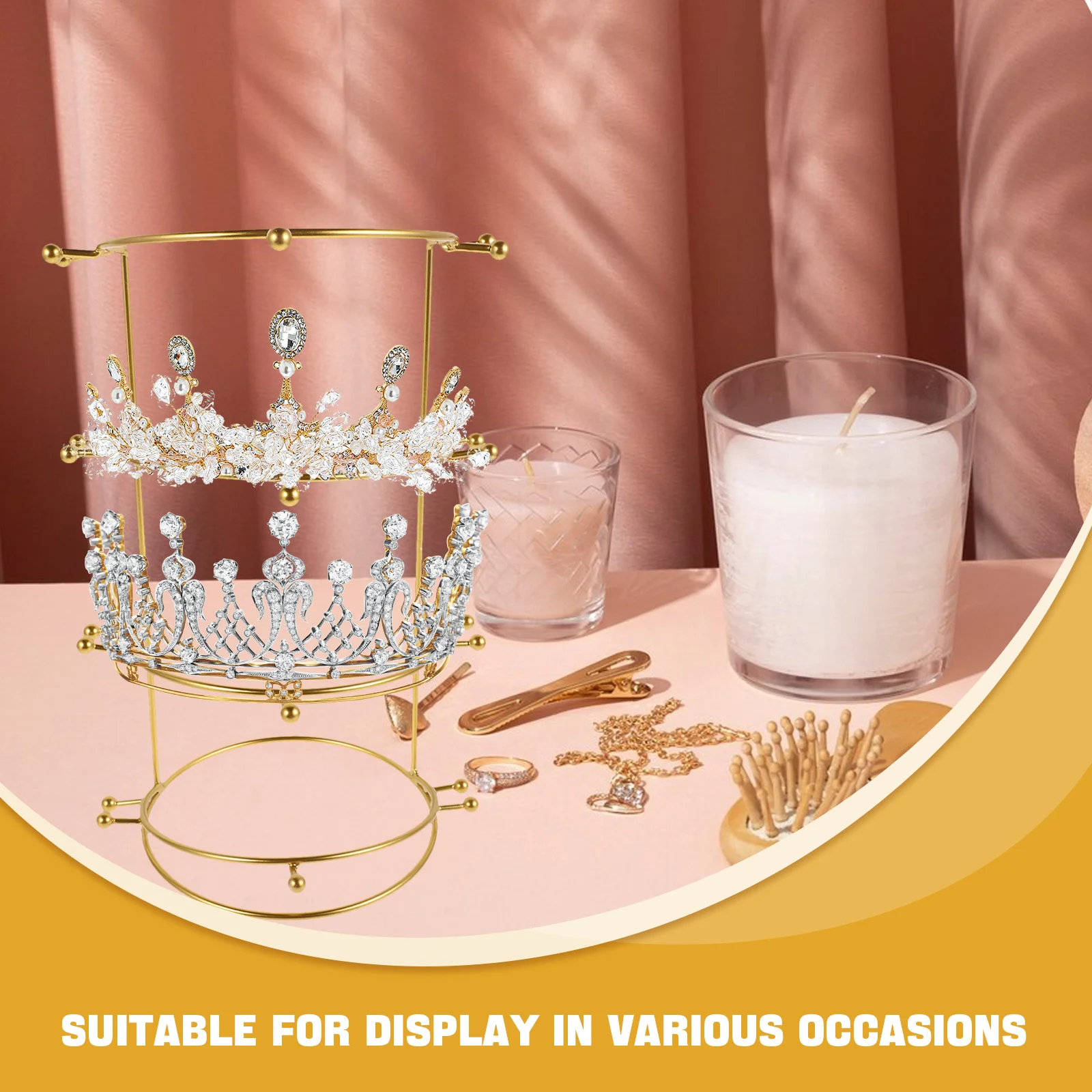 Bride Crown Display Stand Metal Robust Tiara Holder Headband Storage Rack for Live Streaming Desktop Crown Display Stand