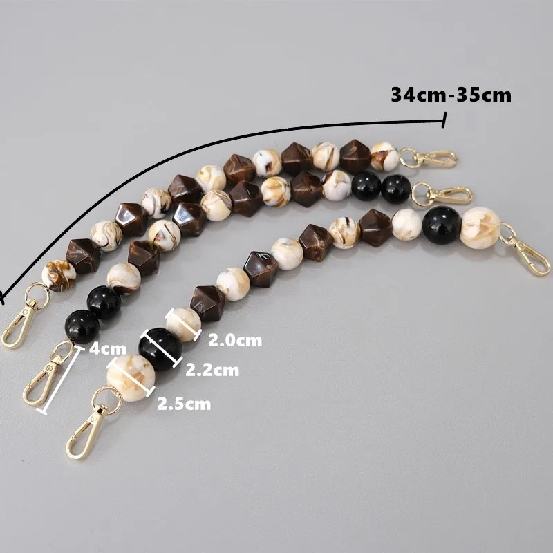 New Woman Bag Accessory Brown Beige Acrylic Resin Beads Parts Luxury Handcrafted Wristband Women Replacement Bag Handle Chain