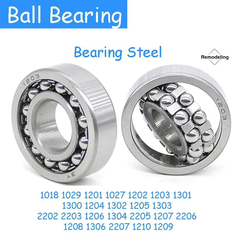 1 pcs Self-Aligning Ball Bearings Double Row Ball 1018 1029 1201 1027 1202 1203 1301 1300 1204 1302 1205 Miniature Ball Bearing